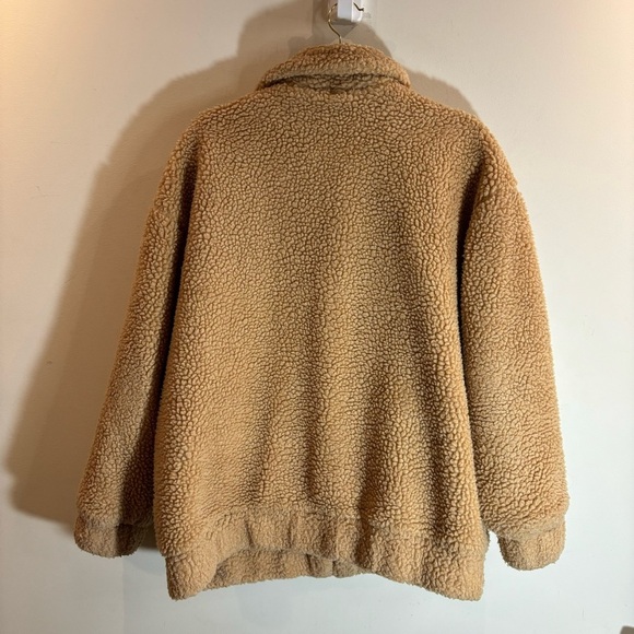 I AM GIA Sz XS Oversized Sherpa Teddy Tan Colourway Patch Pockets Jacket Coat - Picture 9 of 12